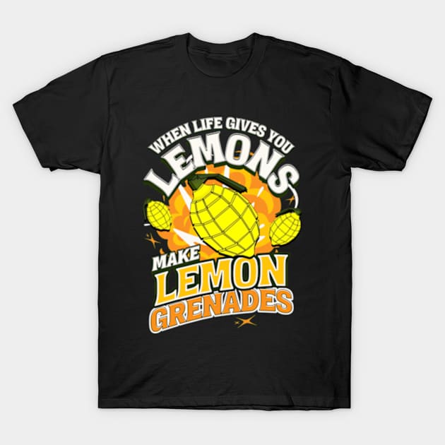 When Life Gives You Lemons Make Lemon Grenades T-Shirt by Three Meat Curry